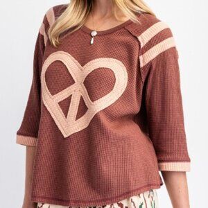 154.PEACE PATCH THERMAL KNIT TOP
